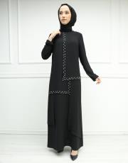 siyah ex70571 almarwah black elbise 3