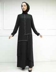 siyah ex70571 almarwah black elbise 4