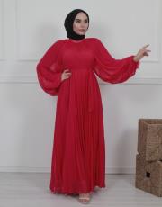 pembe mrv309 merwish  plisoley elbise
