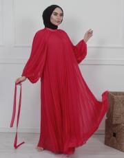 pembe mrv309 merwish  plisoley elbise 2