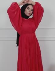 pembe mrv309 merwish  plisoley elbise 3