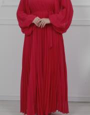 pembe mrv309 merwish  plisoley elbise 4