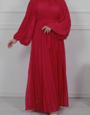 pembe mrv309 merwish  plisoley elbise 5