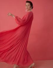 pembe mrv309 merwish  plisoley elbise 9