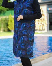 lacivert 2203 nehir yaprak desen tesettür mayo takım 5