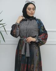 orjinal desenli 3420 senna tıme elbise 3