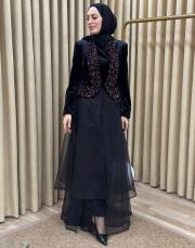 siyah 2645 white corner vip abaya