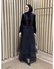 siyah 2645 white corner vip abaya 2