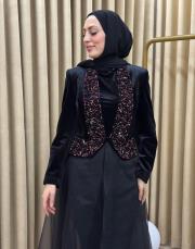 siyah 2645 white corner vip abaya 3