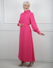 pembe 0035 kadriye baştürk gold kemerli elbise 3