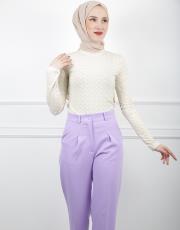 lila 0001 kadriye baştürk geometrik desenli dik yaka bluz 4