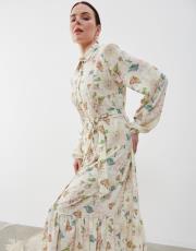 açık sarı 23ss-009 lysa studio shery desenli elbise
