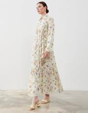 açık sarı 23ss-009 lysa studio shery desenli elbise 2
