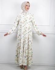 açık sarı 23ss-009 lysa studio shery desenli elbise 3