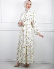 açık sarı 23ss-009 lysa studio shery desenli elbise 4