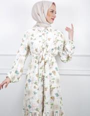 açık sarı 23ss-009 lysa studio shery desenli elbise 5