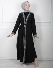siyah gümüş lysa 23110 shine abaya 6