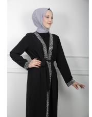 siyah gümüş lysa 23110 shine abaya 8