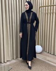 leopar gold lysa 23110 shine abaya 2