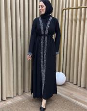 leopar gümüş lysa 23110 shine abaya