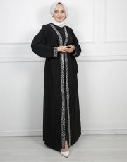 leopar gümüş lysa 23110 shine abaya 7