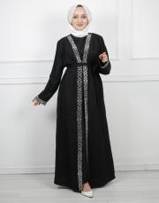 leopar gümüş lysa 23110 shine abaya 8