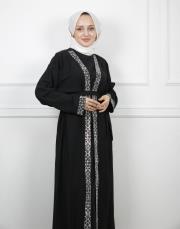 leopar gümüş lysa 23110 shine abaya 9