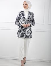 siyah 8033 white corner desenli ceket