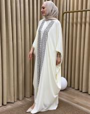 ekru 2528 white corner abaya 2