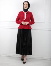 kırmızı 8046 white corner elbise