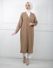 koyu camel 1137 afilli düğmeli kap