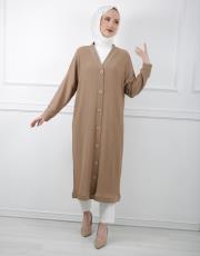 koyu camel 1137 afilli düğmeli kap 2