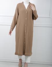 koyu camel 1137 afilli düğmeli kap 5