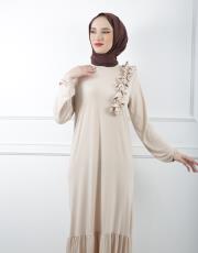 bej 3784 missemramiss venezia yaka fırfır elbise 4