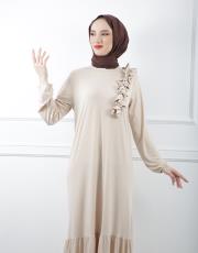 bej 3784 missemramiss venezia yaka fırfır elbise 5