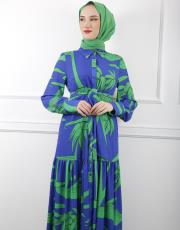 saks desenli 3794 missemramiss desenli elbise 7