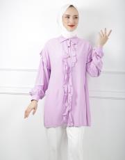 lila 0001 kadriye baştürk gold düğmeli pamuk gömlek 3