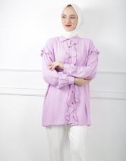 lila 0001 kadriye baştürk gold düğmeli pamuk gömlek 4