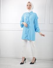 mavi 0001 kadriye baştürk gold düğmeli pamuk gömlek 2