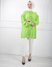yeşil 0001 kadriye baştürk gold düğmeli pamuk gömlek