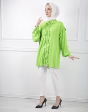 yeşil 0001 kadriye baştürk gold düğmeli pamuk gömlek 2