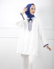 ekru 0001 kadriye baştürk nakışlı rahat keten gömlek  4