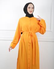 turuncu 001 kadriye baştürk uzun nakışlı gömlek elbise 3