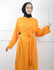 turuncu 001 kadriye baştürk uzun nakışlı gömlek elbise 4