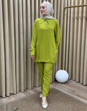 yağ yeşili 002 lysa studio relax pantolonlu takım