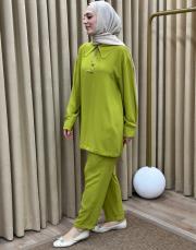 yağ yeşili 002 lysa studio relax pantolonlu takım 2