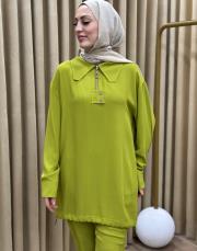 yağ yeşili 002 lysa studio relax pantolonlu takım 3