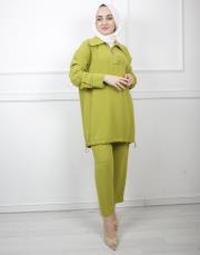 yağ yeşili 002 lysa studio relax pantolonlu takım 9