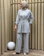 mavi 001 lysa studio keten marin ceketli takım