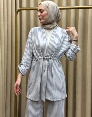 mavi 001 lysa studio keten marin ceketli takım 3